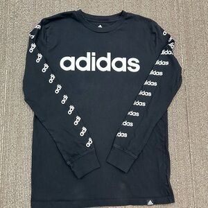 adidas Black Long Sleeve Graphic Print Youth T-Shirt Cotton L/G (14/16)